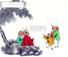 古代艺术中华艺术绘画古画儿童游玩嬉戏中国古代绘画