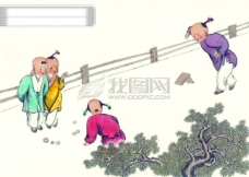 中华文化中华艺术绘画古画儿童游玩嬉戏中国古代绘画