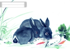 动物画中华艺术绘画古画动物绘画兔子中国古代绘画
