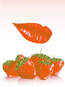 矢量性感嘴唇草莓图片