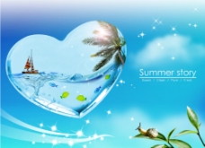 summer story蓝色风格模板图片