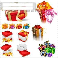 礼品包装5套漂亮的礼品礼物包装盒矢量素材