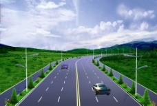 道路转弯景观设计绿化效果图图片