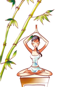瑜伽美女美女健康瑜伽矢量图片